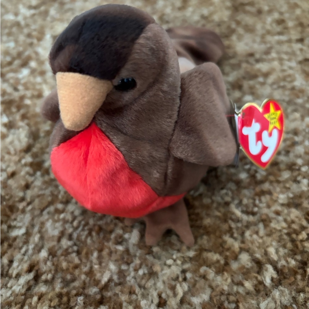 Ty Brown and Red Plush Bird beanie baby named Early